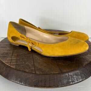 La Fenice Venezia Flats Womens 10 Yellow Side Bow Suede Leather Ballet